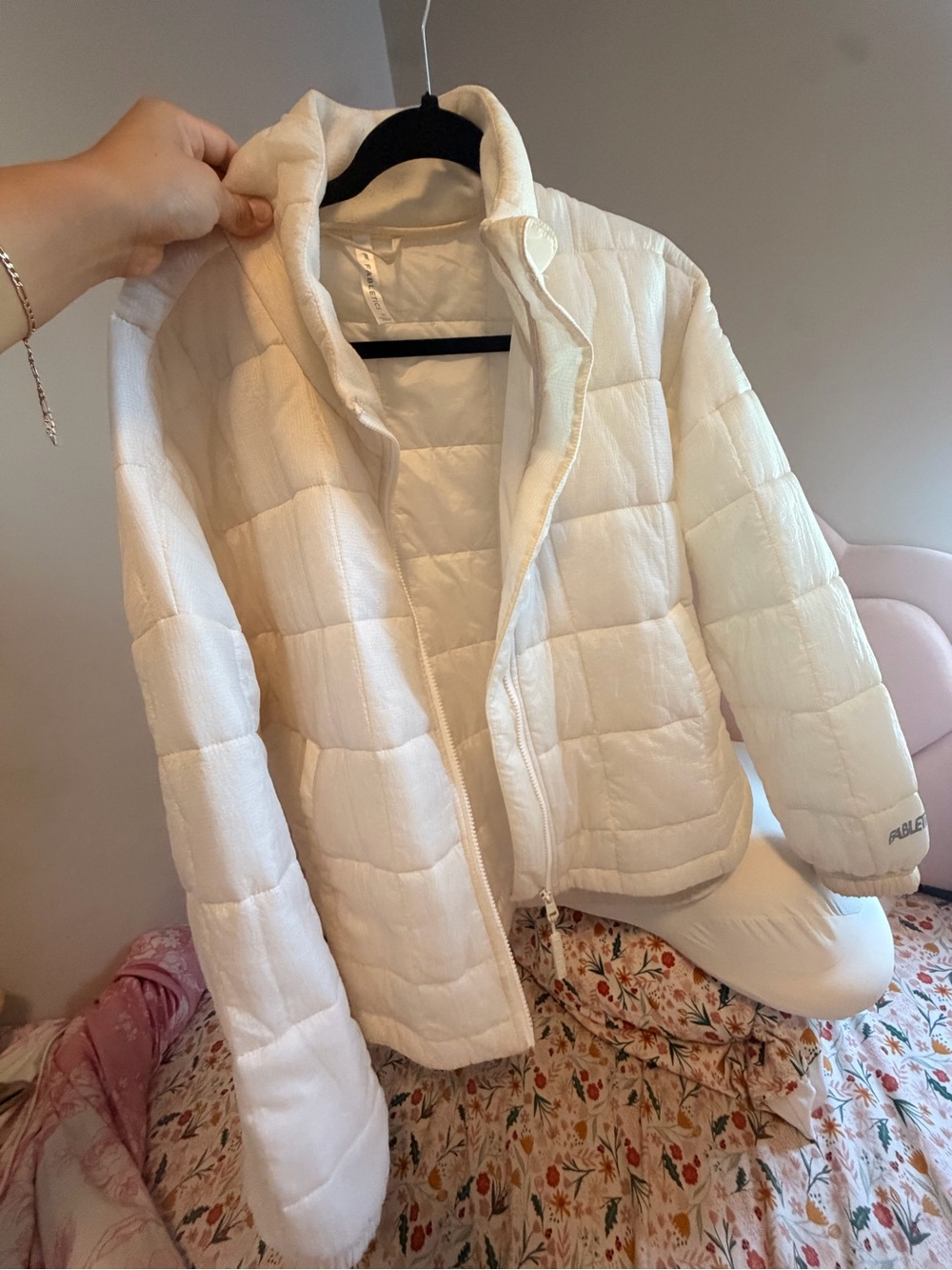 Fabletics Ivory Quilted Puffer Jacket